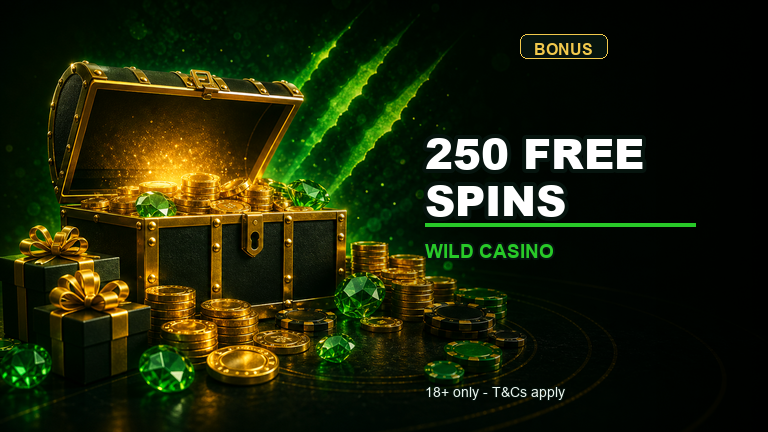 Wild Casino bonus chest with green Wild glow